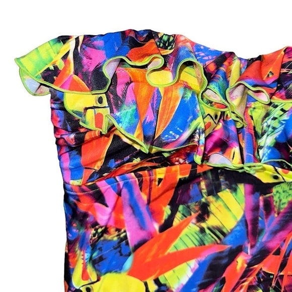 SEAFOLLY Australia Colorful Tropical Toucan Strapless Ruffle One Piece Swim Suit - Picture 2 of 9